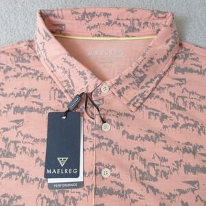 MAELREG Performance Polo Shirt Mens 2XL Light Orange Graphic Print Golf Casual
